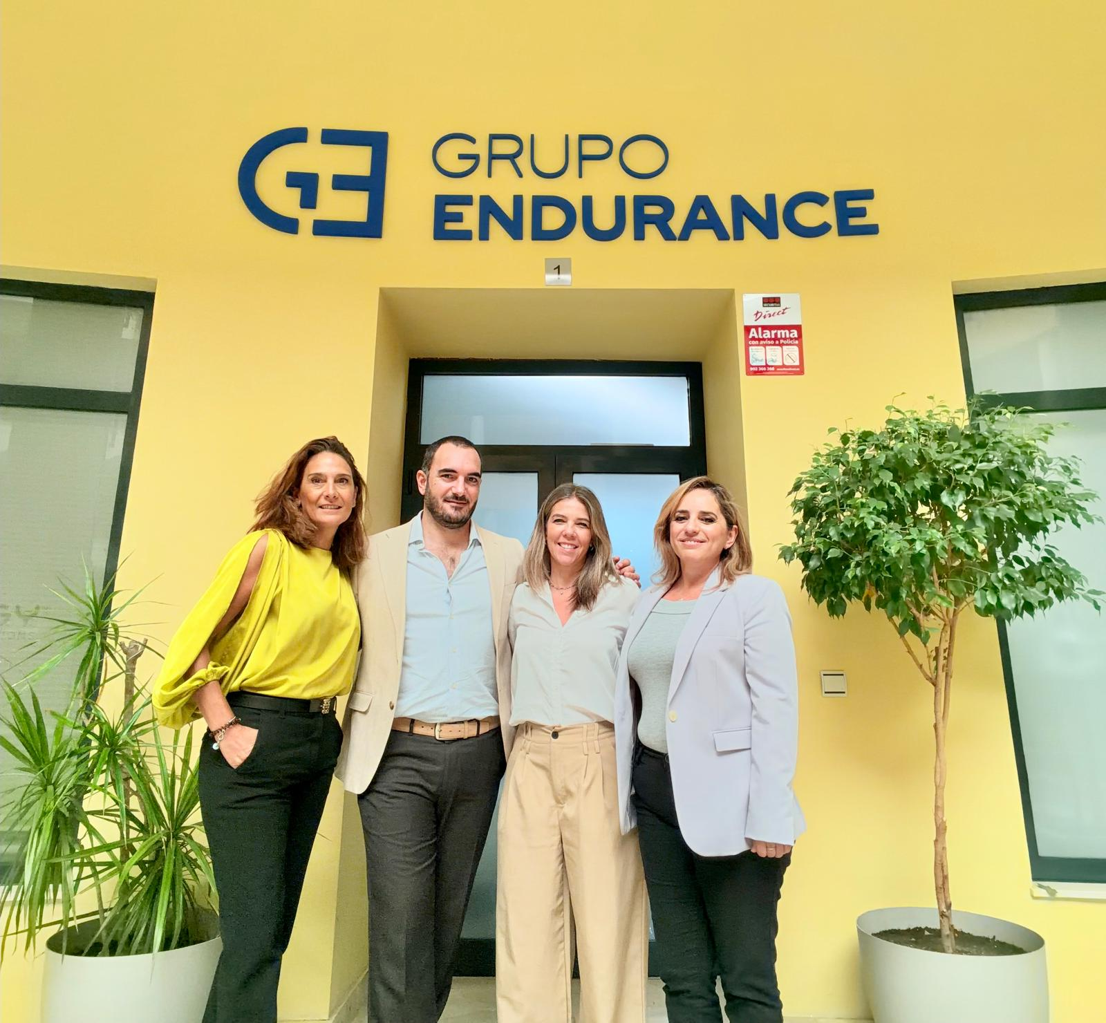 Grupo Endurance team at the entrance to its headquarters
