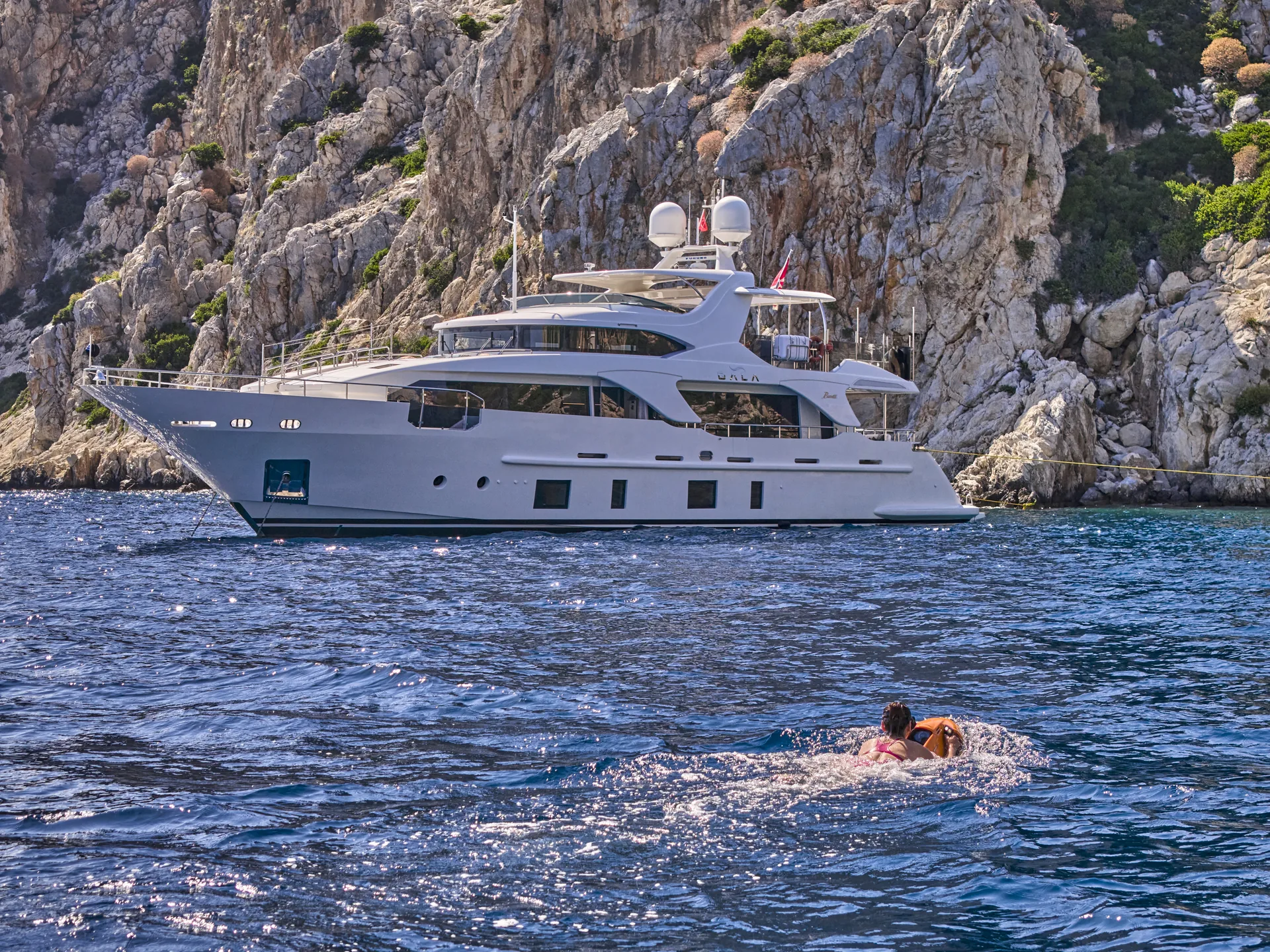 Solmare Yachting anchored off the coast